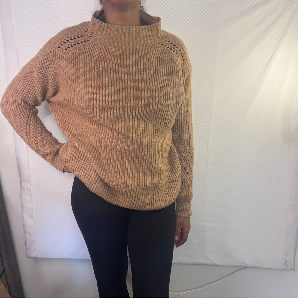 Rafaella Womens‎ Sweater Large White Pullover Mock Neck Long Sleeve Cotton